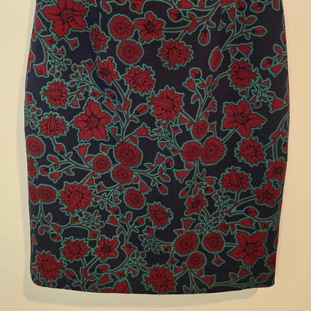 J Crew Short-Sleeve Printed Dress - Blue Burgundy Floral Print - Picture 7 of 12